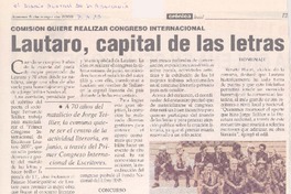 Comisión quiere realizar congreso internacional : Lautaro, capital de las letras