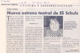 Nuevo estreno teatral de Eli Schulz