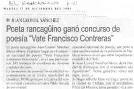 Poeta rancagüino ganó concurso de poesía "Vate Francisco Contreras"