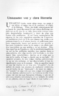 Unamuno, voz y obra literaria