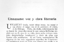 Unamuno, voz y obra literaria