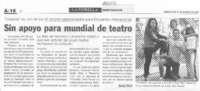 Sin apoyo para mundial de teatro