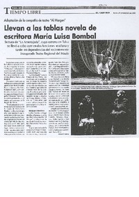 Llevan a las tablas novela de escritora María Luisa Bombal.