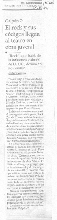 El Rock y sus códigos llegan al teatro en obra juvenil.