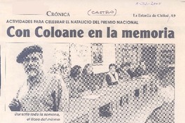 Actividades para celebrar el natalicio del Premio Nacional : con Coloane en la memoria