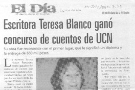 Escritora Teresa Blanco ganó concurso de cuentos de UCN
