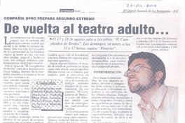 De vuelta al teatro adulto.