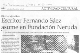 Escritor Fernando Sáez asume en Fundación Neruda
