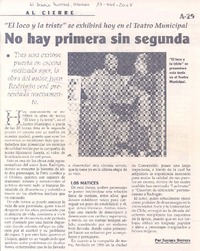 "El loco y la triste" se exhibirá en el Teatro Municipal : no hay primera sin segunda