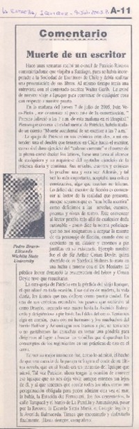 Comentario : muerte de un escritor