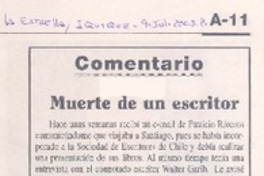 Comentario : muerte de un escritor