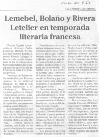 Lemebel, Bolaño y Rivera Letelier en temporada literaria francesa.