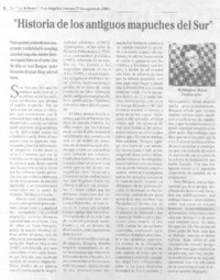 "Historia de los antiguos mapuches del sur".