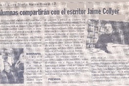 En el Liceo Marta Narea Díaz A-17 : alumnas compartirán con el escritor Jaime Collyer