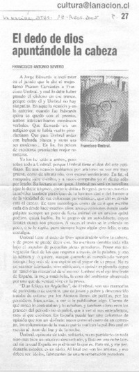 El dedo de Dios apuntándole la cabeza