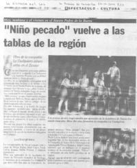 "Niño pecado" vuelve a las tablas de la región.