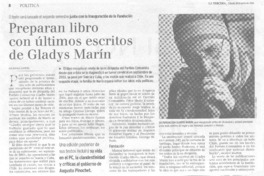 Preparan libro con últimos escritos de Gladys Marín.