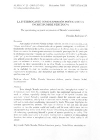 La Interrogante como expresión poética de la incertidumbre nerudiana.