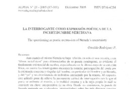La Interrogante como expresión poética de la incertidumbre nerudiana.