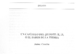 Un capítulo del Quijote: II, 13, o el saber de la tierra