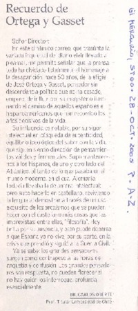 Recuerdo de Ortega y Gasset