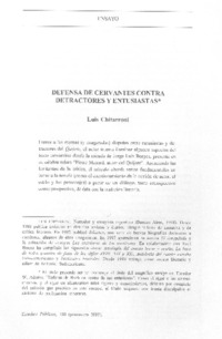 Defensa de Cervantes contra detractores y entusiastas