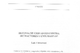 Defensa de Cervantes contra detractores y entusiastas