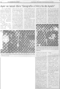 Ayer se lanzó libro "Geografía e historia de Aysén"