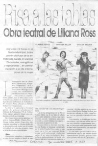 Risa a las tablas. Obra teatral de Liliana Ross.