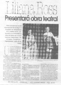 Liliana Ross presentará obra teatral.