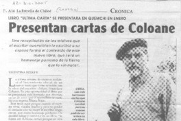 Presentan cartas de Coloane.