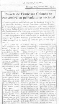 Novela de Francisco Coloane se convertirá en película internacional