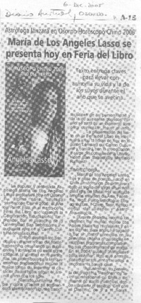 María de los Angeles Lasso se presenta hoy en Feria del libro.