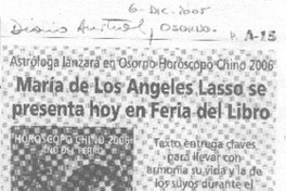 María de los Angeles Lasso se presenta hoy en Feria del libro.