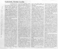Gabriela, lúcida Lucila.
