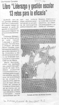 Libro "Liderazgo y gestión esolar 13 retos para la eficacia".
