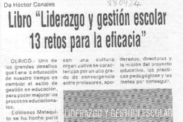 Libro "Liderazgo y gestión esolar 13 retos para la eficacia".