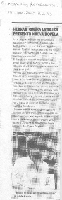 Hernán Rivera Letelier presentó nueva novela.