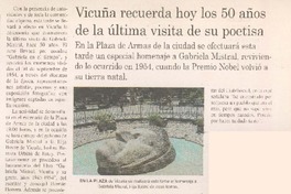 Vicuña recuerda hoy los 50 años de la última visita de su poetisa
