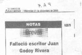 Falleció escritor Juan Godoy Rivera.