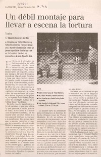 Un débil montaje para llevar a escena la tortura : teatro