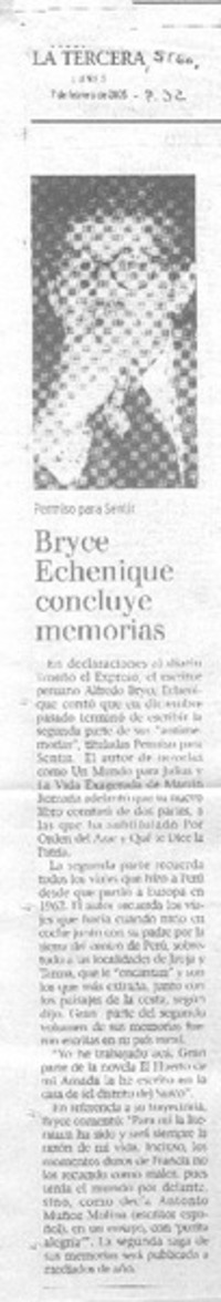 Bryce Echenique concluye memorias.