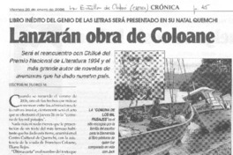 Lanzarán obra de Coloane