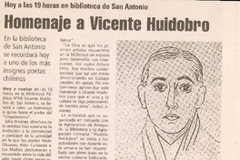 Hoy a las 19 horas en biblioteca de San Antonio : Homenaje a Vicente Huidobro
