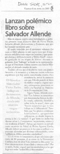 Lanzan polémico libro sobre Salvador Allende