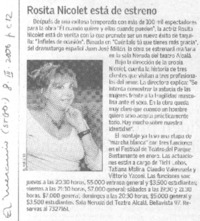 Rosita Nicolet está de estreno