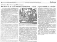 Se realizó el lanzamiento del libro "De la Trapananda al Aysén"