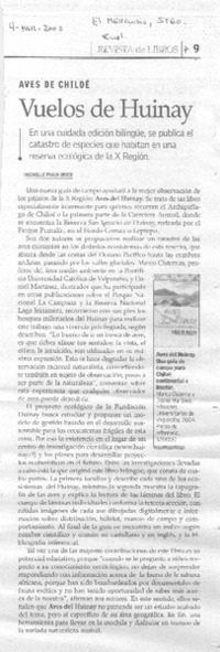 Aves de Chiloé. Vuelos de Huinay