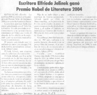 Escritora Elfriede Jelinek ganó Premio Nobel de Literatura 2004