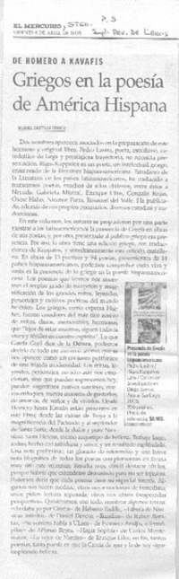 Griegos en la poesía de America Hispana.